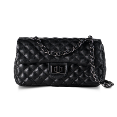 BOLSA COURO LEGÍTIMO QUILTED MÉDIA EM MATELASSÊ PRETA ÔNIX - comprar online