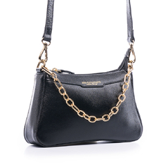 BOLSA DE COURO LEGÍTIMO MINI COM CORRENTE PRETA - comprar online