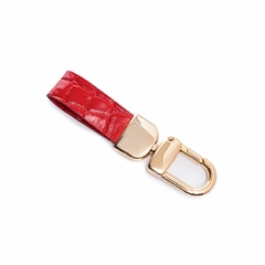 CHAVEIRO METAL EM COURO LEGÍTIMO CROCO VERMELHO