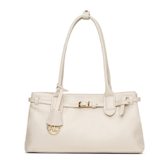 BOLSA EM COURO LEGÍTIMO BUCKLE RETANGULAR OFF WHITE LISO