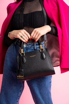 Imagem do BOLSA EM COURO LEGÍTIMO TOTE MÉDIA PRETA LISA