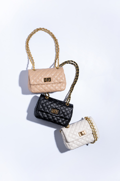 BOLSA COURO LEGÍTIMO MINI QUILTED EM MATELASSÊ OFF WHITE - loja online