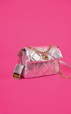 BOLSA EM COURO LEGÍTIMO MINI MATELASSÊ PRATA - loja online
