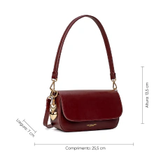 BOLSA COURO LEGÍTIMO BAGUETE COM CHARM CHERRY - loja online