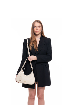 BOLSA COURO LEGÍTIMO BAGUETE ARREDONDADA OFF WHITE - Ana Cavalcanti
