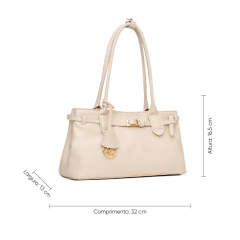 Imagem do BOLSA COURO LEGÍTIMO BUCKLE RETANGULAR OFF WHITE LISO