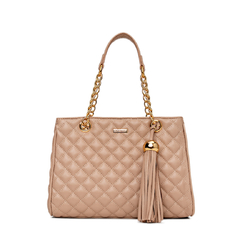 BOLSA EM COURO LEGÍTIMO SHOPPING MÉDIA MATELASSÊ NUDE - comprar online