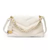 BOLSA COURO LEGÍTIMO MATELASSÊ COM CORRENTE OFF WHITE