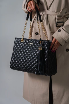 Imagem do BOLSA EM COURO LEGÍTIMO SHOPPING MATELASSÊ PRETA