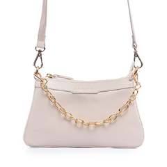 BOLSA DE COURO LEGÍTIMO MINI COM CORRENTE OFF WHITE