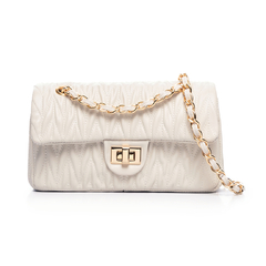 BOLSA COURO LEGÍTIMO QUILTED MÉDIA TEXTURIZADA OFF WHITE - comprar online