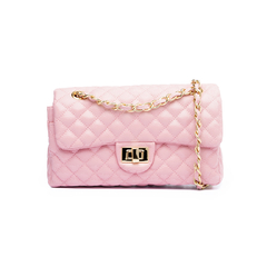 BOLSA COURO LEGÍTIMO QUILTED MÉDIA EM MATELASSÊ ROSA - comprar online