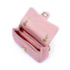 BOLSA COURO LEGÍTIMO QUILTED MÉDIA EM MATELASSÊ ROSA na internet