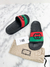 Slide Gucci Interlocking Web Rubber Preto 34BR - loja online