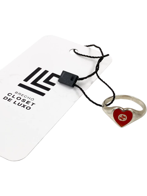 Anel Gucci Interlocking G Heart Silver Tam.18