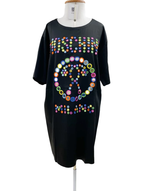 Vestido Moschino Couture Embroidered Mirror Logo Preto Tam.M