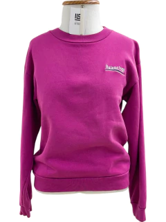 Blusa Balenciaga Crewneck Embroidered Logo Sweatshirt Fuchsia Tam.PP