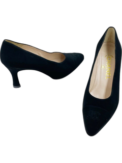 Sapato Chanel Vintage Logo Cap Toe Preto 34BR - comprar online