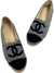 Espadrille Chanel CC Wool Logo Cinza e Preto 36Br