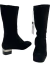 Bota Chanel Mid Calf Suede Cap Toe Logo Preta 3738BR