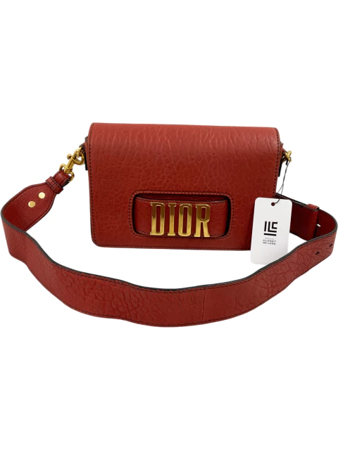 Bolsa Dio(R)evolution Logo Pebbled Leather Vermelha - comprar online