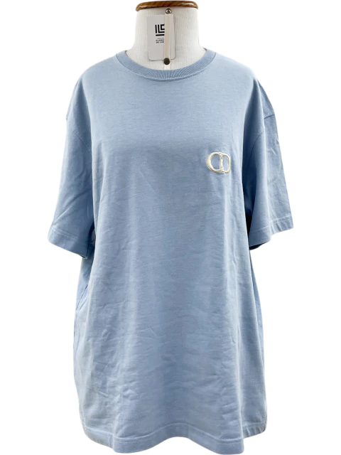 Camiseta Dior CD Icon Embroidered Light Blue Tam.GG