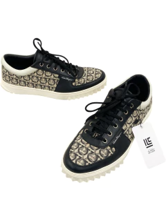 Tênis Ferragamo Scuby Gancini Monograma e Preto 4243Br - MASCULINO