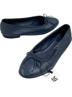 Sapatilha Chanel CC Cap Toe Ballet Navy Blue 36/37Br - comprar online