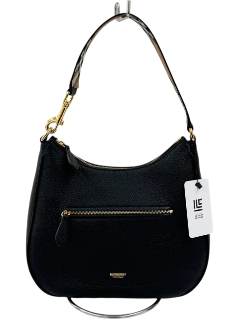 Bolsa Burberry Earth Hobo Preta e Xadrez