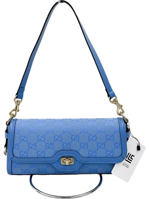 Bolsa Gucci Luce Small Shoulder Sky Blue Monograma
