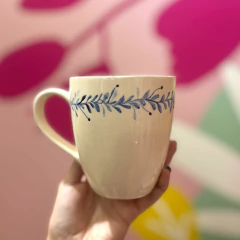 Taza mug cerámica - hojitas rama azul - comprar online