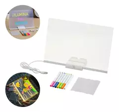 Pizarra acrilica led con soporte 20x20cm - comprar online