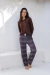 PIJAMA FEMININO LONGO GOLA V LUIZA - XADREZ MARROM - comprar online
