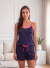 PIJAMA FEMININO ALÇA ESTAMPADO LUA - CORAÇÃOZINHO MARINHO