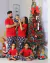 PIJAMA INFANTIL CALÇA E GOLA V NATAL MENINO OU MENINA - AZUL MARINHO C/ RED - Elegância Pijamas