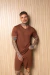PIJAMA MASCULINO GOLA V ZION - MARROM - comprar online