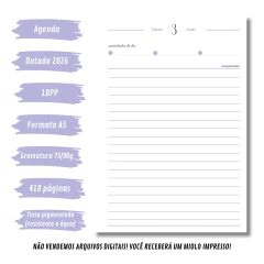 (Lilás - Harmonia 2026 s/obs s/horas) Miolo de Agenda Datada 2026 1DPP A5 418 páginas - comprar online