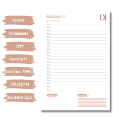(Coral c/ horas - Vagalume Perm. - 2025 e 2026) Miolo de Agenda A5 Permanente 1dpp 398 páginas - comprar online