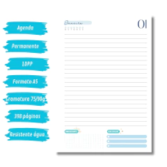 (Azul s/ horas - Vagalume Perm. - 2025 e 2026) Miolo de Agenda A5 Permanente 1dpp 398 páginas - comprar online