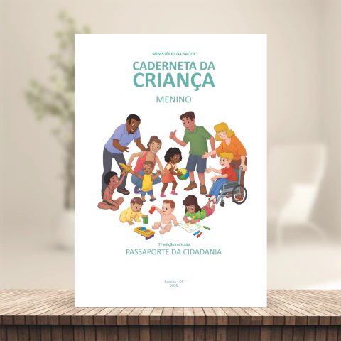 (CORES ORIGINAIS - Menino - Clean - com borda) Miolo de Caderneta de Vacina 112 páginas A5 90g Sétima edição REVISADA 2025 - comprar online