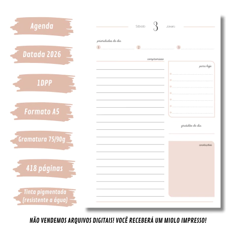 (Nude - Harmonia 2026 c/obs s/horas) Miolo de Agenda Datada 2026 1DPP A5 418 páginas - comprar online