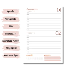 (Coral c/ horas - Vagalume Perm. - 2025 e 2026) Miolo de Agenda A5 Permanente 2dpp 216 páginas - comprar online