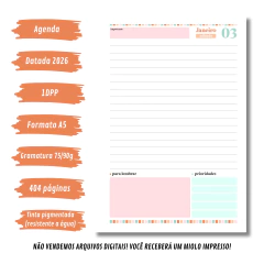 (Letterinha Cute Boho) Miolo de Agenda Datada 2026 1DPP A5 404 páginas - comprar online