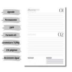 (Mono s/ horas - Vagalume Perm. - 2025 e 2026) Miolo de Agenda A5 Permanente 2dpp 216 páginas - comprar online