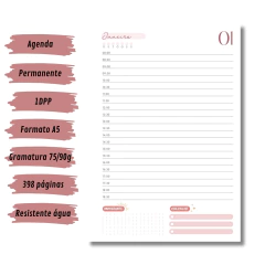 (Rose c/ horas - Vagalume Perm. - 2025 e 2026) Miolo de Agenda A5 Permanente 1dpp 398 páginas - comprar online