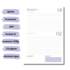 (Lavanda s/ horas - Vagalume Perm. - 2025 e 2026) Miolo de Agenda A5 Permanente 2dpp 216 páginas - comprar online