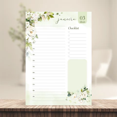 (Rosas Brancas com hora) Miolo de Agenda Datada 2026 1DPP A5 378 páginas 75g - comprar online
