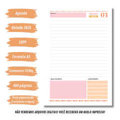 (Letterinha Peach) Miolo de Agenda Datada 2026 1DPP A5 404 páginas - comprar online