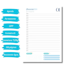 (Azul c/ horas - Vagalume Perm. - 2025 e 2026) Miolo de Agenda A5 Permanente 1dpp 398 páginas - comprar online