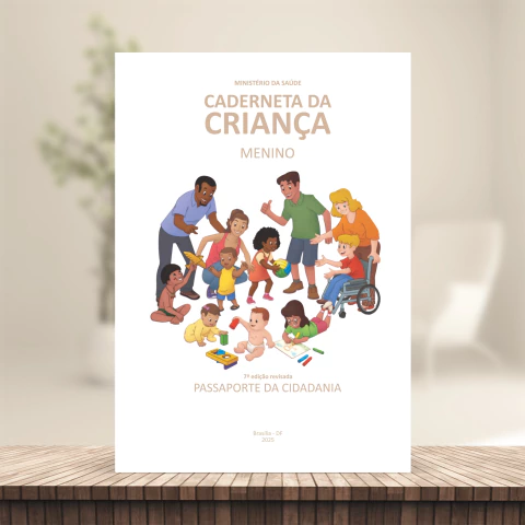 (BEGE - Menino - Clean - com borda) Miolo de Caderneta de Vacina 112 páginas A5 90g Sétima edição REVISADA 2025 - comprar online